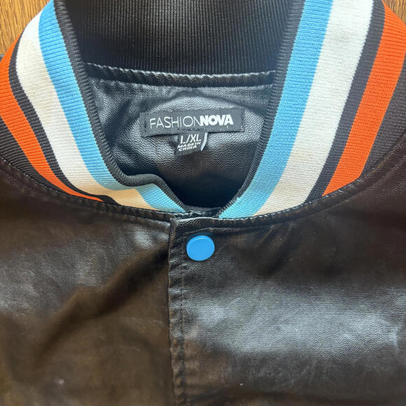 Fashion Nova Faux Leather Varsity Jacket - Picture 3 of 4